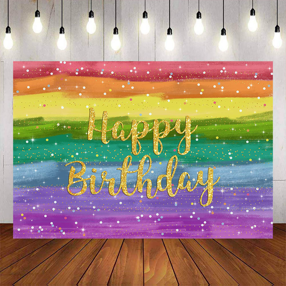 Mocsicka Rainbow Colored Pencil Happy Birthday Party Backdrops-Mocsicka Party