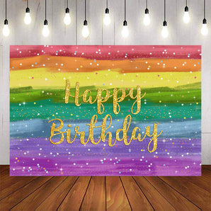 Mocsicka Rainbow Colored Pencil Happy Birthday Party Backdrops-Mocsicka Party