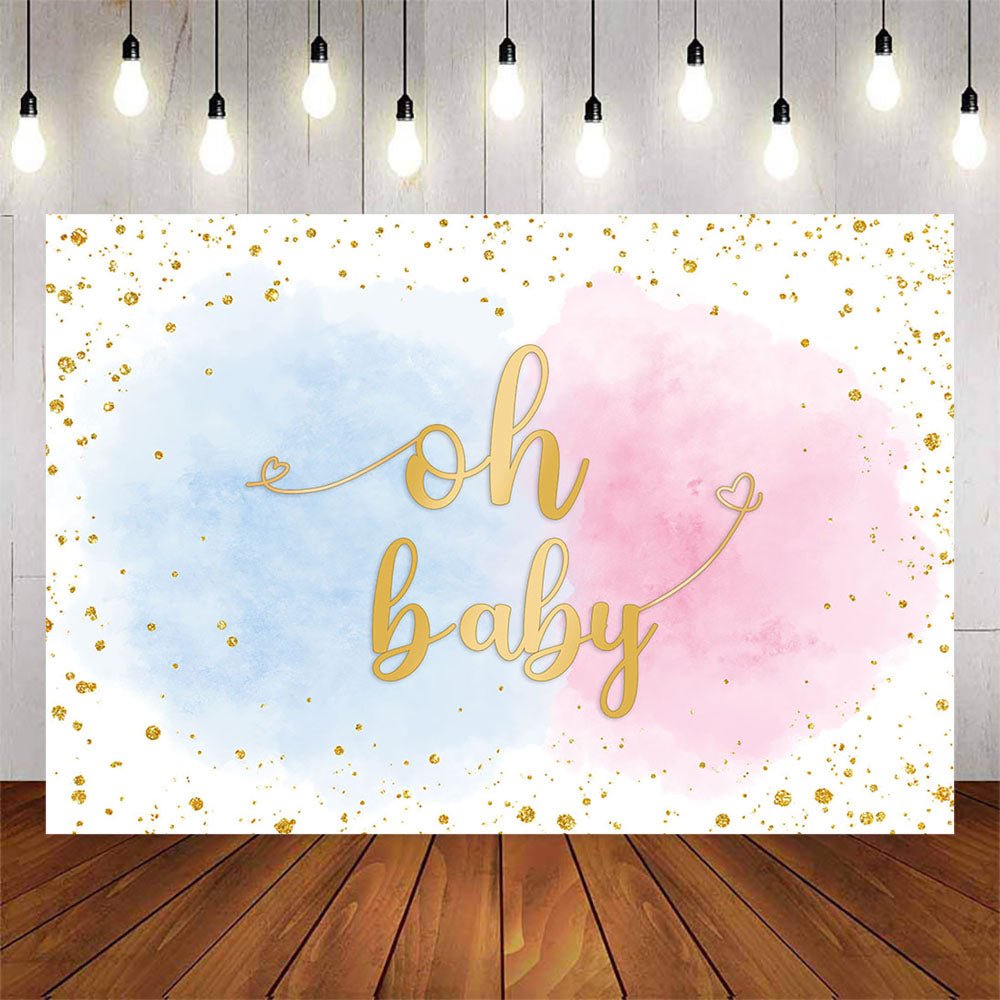 Mocsicka Blue and Pink Cloud Oh Baby Shower Party Backdrop