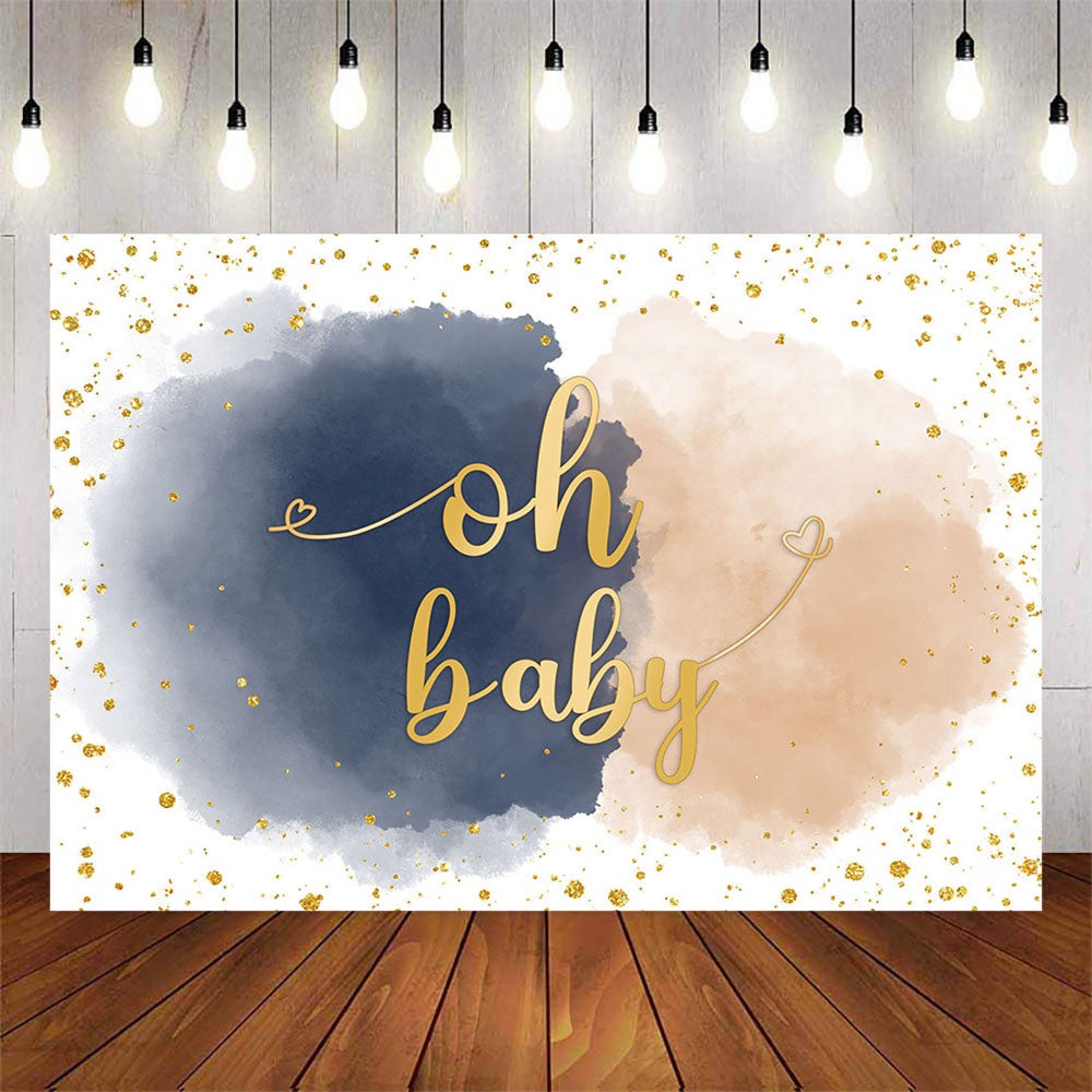 Mocsicka Creamy-White and Black Cloud Oh Baby Shower Party Backdrop