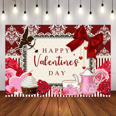 Mocsicka Love Angle Red Love Happy Valentine's Day Backdrop-Mocsicka Party