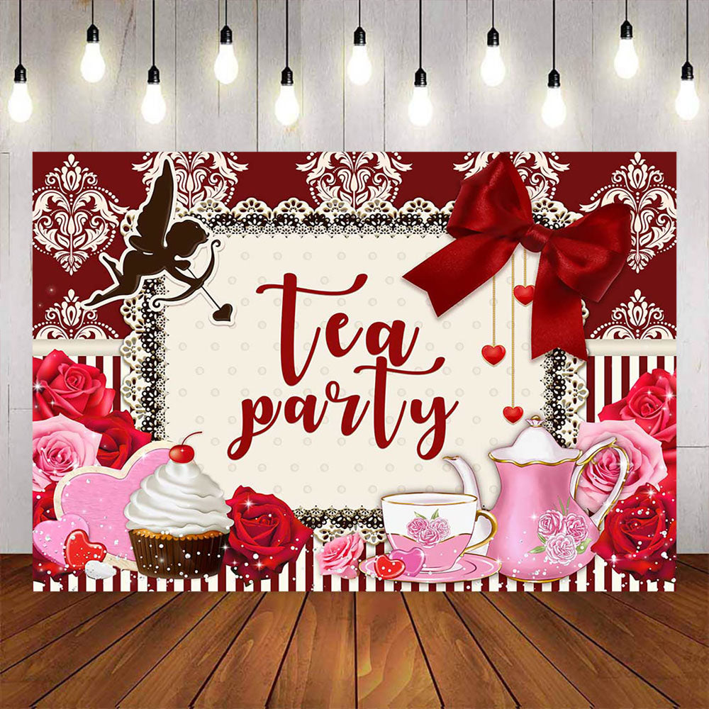 Mocsicka Tea Party Happy Valentine's Day Backdrop-Mocsicka Party