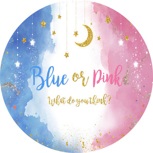 Mocsicka Blue or Pink Baby Shower Party Round Cover