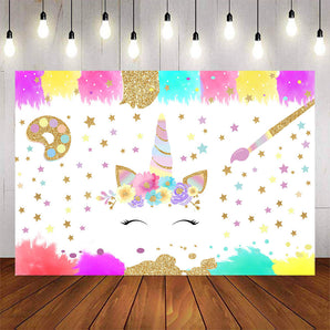 Mocsicka Unicorn Drawing Board Happy Birthday Backdrop-Mocsicka Party