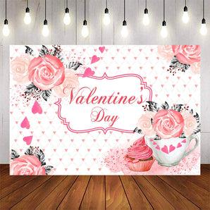 Mocsicka Valentine's Day Backdrop Pink Flowers Photo Banners-Mocsicka Party