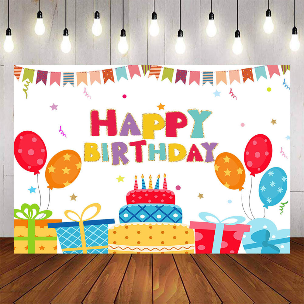 Mocsicka Birthday Cake and Balloons Birthday Party Backgrounds-Mocsicka Party