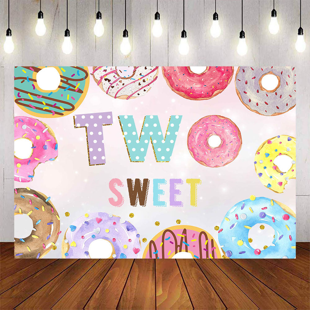 Mocsicka Two Sweet Donut Theme Happy Birthday Party Backdrop-Mocsicka Party