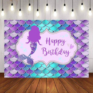 Mocsicka Little Mermaid Happy Birthday Backdrop-Mocsicka Party