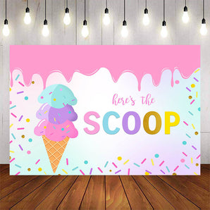 Mocsicka Here's the Scoop Ice Cream Theme Birthday Background-Mocsicka Party