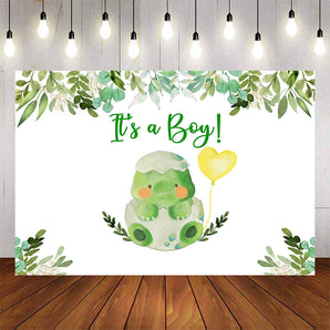 Mocsicka it's a Boy Baby Dinosaur and Leaves Baby Shower Backgrounds-Mocsicka Party