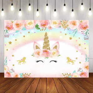 Mocsicka Unicorn and Flowers Rainbow Happy Birthday Party Props-Mocsicka Party