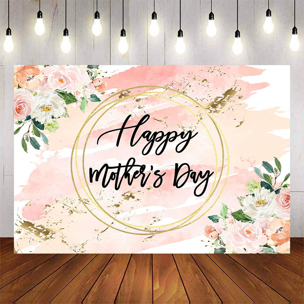 Mocsicka Happy Mother's Day Pink Flowers Party Backdrop-Mocsicka Party