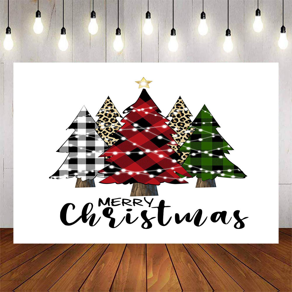 Mocsicka Party Merry Christmas Tree White Background Backdrop-Mocsicka Party