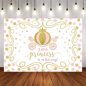 Mocsicka Carriage and Dots Little Princess Baby Shower Backdrop-Mocsicka Party