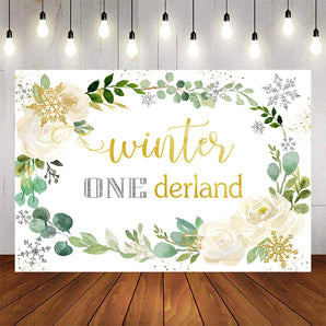 Mocsicka Winter Onederland Flowers Snowflakes Birthday Banners-Mocsicka Party