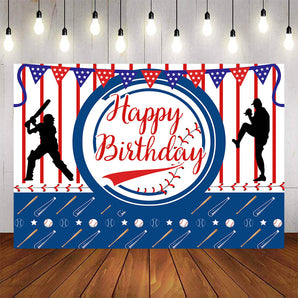 Mocsicka Baseball Theme Happy Birthday Backdrop-Mocsicka Party