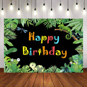 Mocsicka Jungle Animals Happy Birthday Backdrops-Mocsicka Party