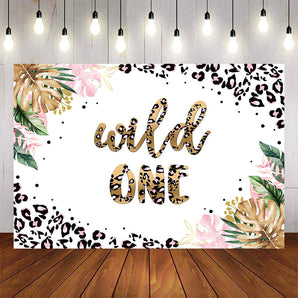 Mocsicka Pink Leopard Wild One Birthday Backdrop-Mocsicka Party