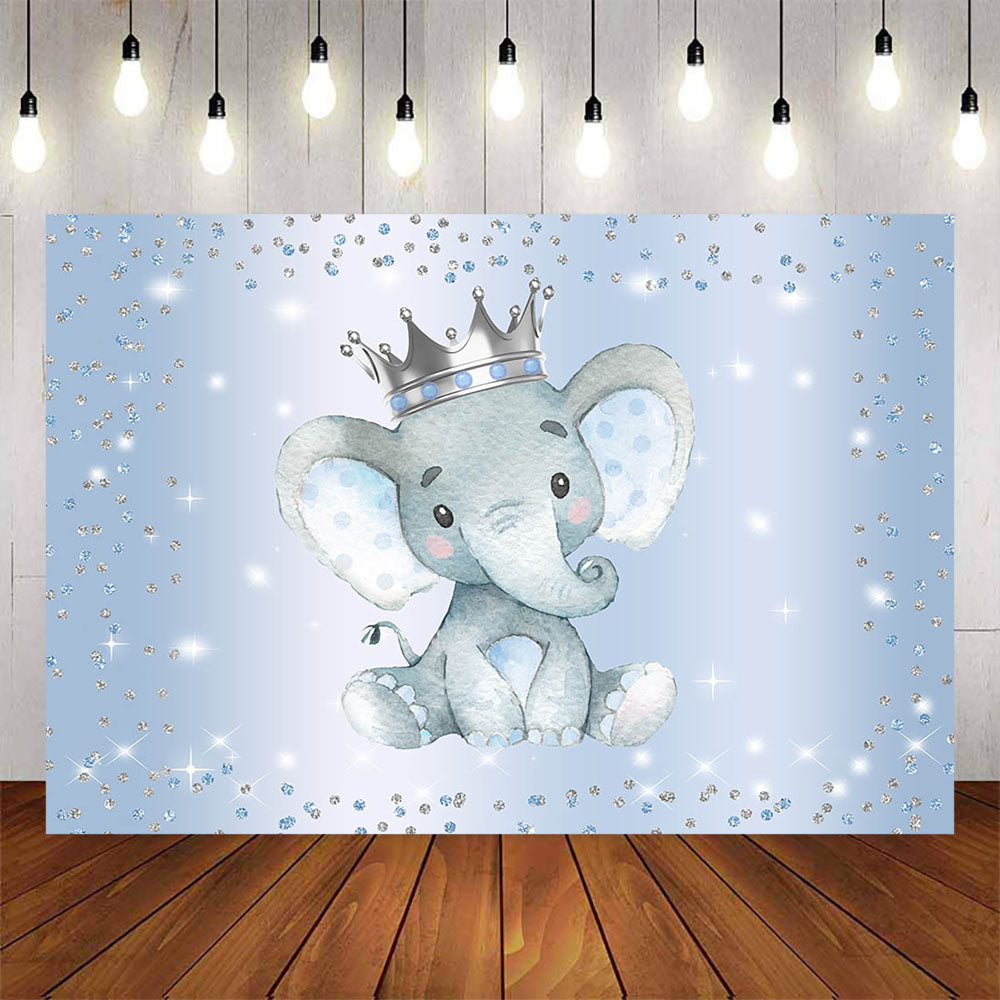 Mocsicka Diamonds and Sliver Crown Little Elephant Baby Shower Banner-Mocsicka Party