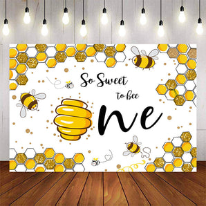 Mocsicka So Sweet to Be One Little Honey Bee Birthday Background