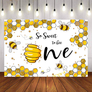 Mocsicka So Sweet to Be One Little Honey Bee Birthday Background