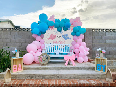 Mocsicka Fish He or She Gender Reveal Baby Shower Backdrop-Mocsicka Party