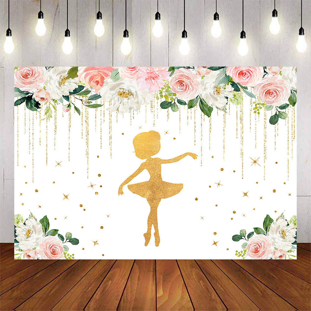 Mocsicka Golden Fairy and Flowers Baby Shower Backdrop-Mocsicka Party