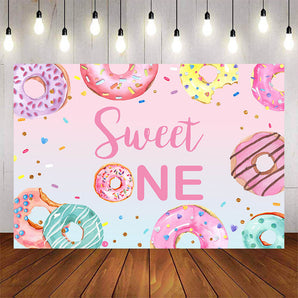 Mocsicka Donut Theme Sweet One Birthday Backdrop-Mocsicka Party