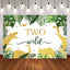 Mocsicka Golden Dinosaur Plam Leaves Two Wild Birthday Backdrop-Mocsicka Party