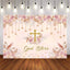 Mocsicka Pink Flowers and Stars God Bless Baby Shower Backdrop-Mocsicka Party
