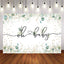 Mocsicka Green Leaves and Gold Dots Oh Baby Shower Backdrop-Mocsicka Party