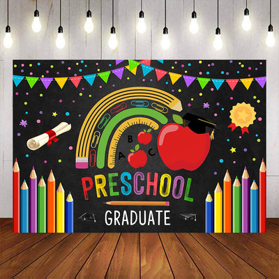 Mocsicka Blackboard Colored Pencils Preschool Graduation Backdrop-Mocsicka Party