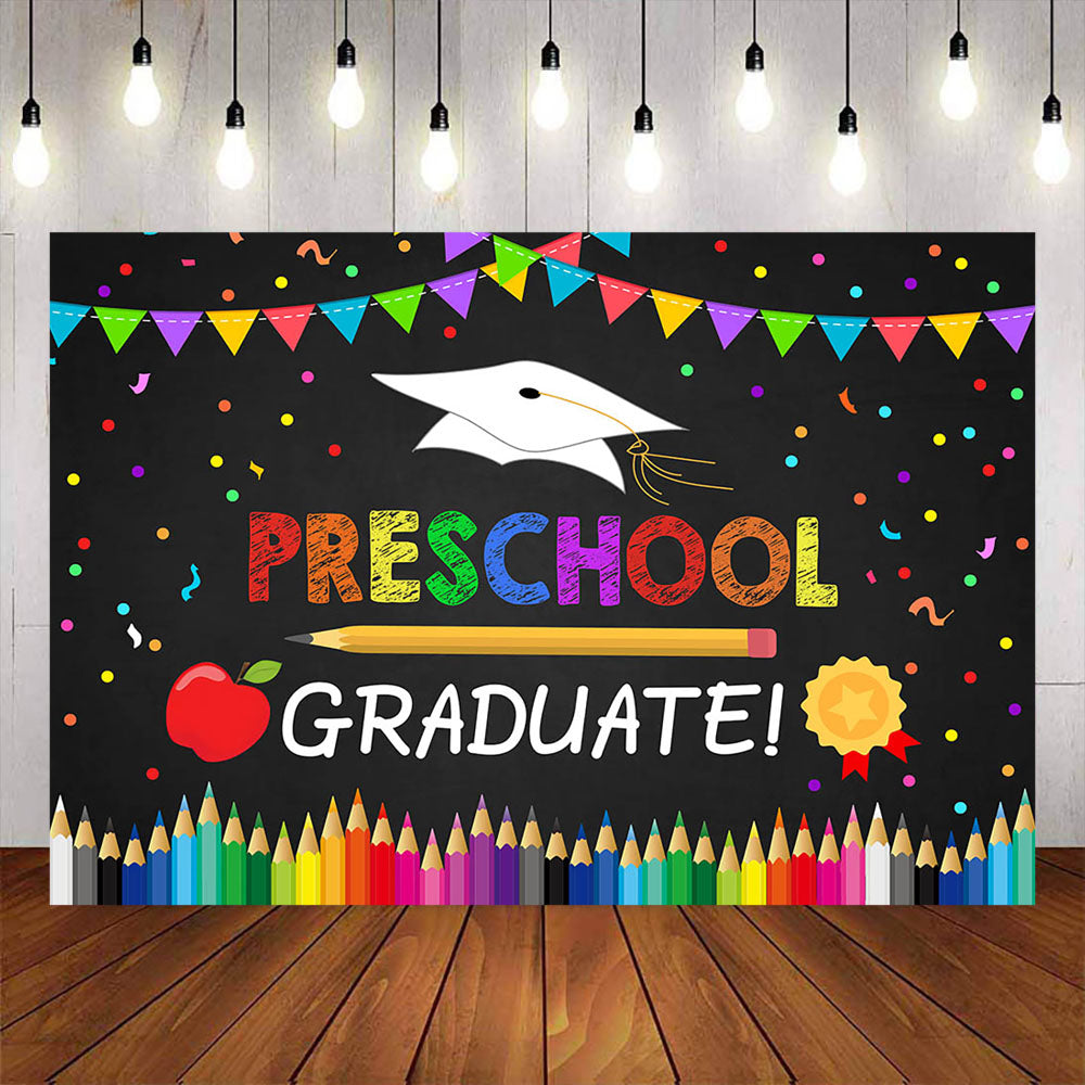 Mocsicka Colored Pencils Preschool Graduation Backdrop-Mocsicka Party