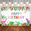Mocsicka Plam Leaves and Jungle Dinosaurs Happy Birthday Backdrop-Mocsicka Party