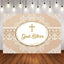 Mocsicka Lace and Gold Cross God Bless Baby Shower Backdrop-Mocsicka Party