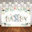 Mocsicka Green Leaves Pink Flowers and Little Eelphant Oh Baby Shower Backdrop-Mocsicka Party