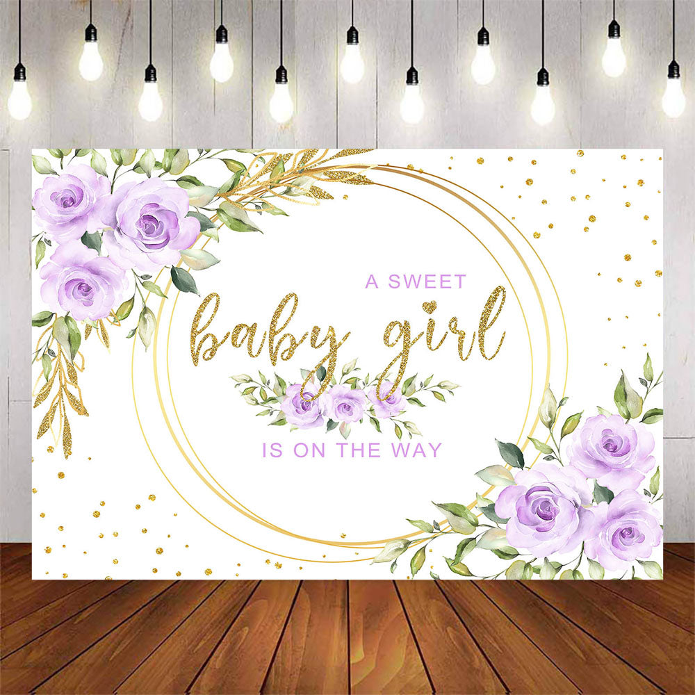 Mocsicka A Sweet Baby Girl is on Her Way Baby Shower Backdrop-Mocsicka Party
