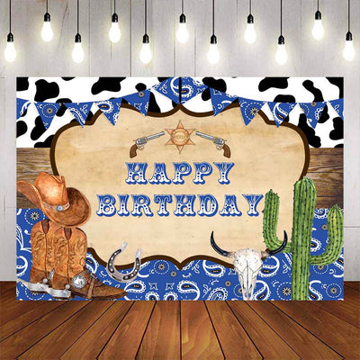 Mocsicka Cowboy Blue Happy Birthday Backdrop-Mocsicka Party