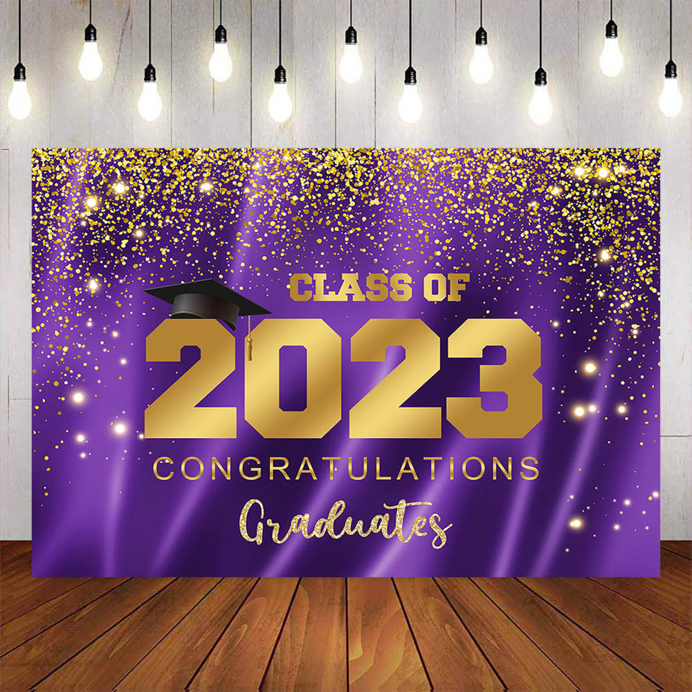 Mocsicka Purple and Gold Congratulations Graduates Class of 2023 Backdrops-Mocsicka Party
