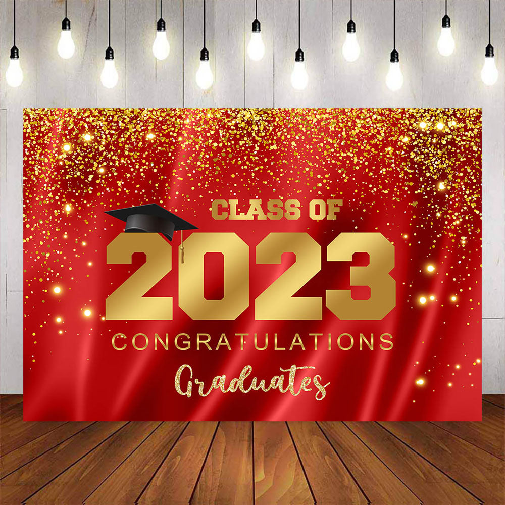 Mocsicka Red and Gold Congratulations Graduates Class of 2023 Backdrops-Mocsicka Party