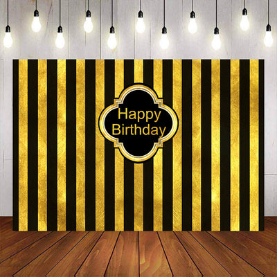 Mocsicka Retro Black Gold Stripes Happy Birthday Party Decoration Props-Mocsicka Party