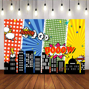 Mocsicka Boom Clouds City Night Buildings Landscape Birthday Back Drop-Mocsicka Party