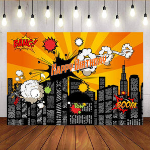 Mocsicka Building Theme Birthday Backdrop City Night Buildings Background-Mocsicka Party