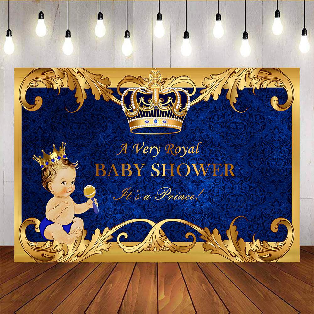 Mocsicka It's a Prince Baby Shower Backdrop Royal Prince Newborn Background