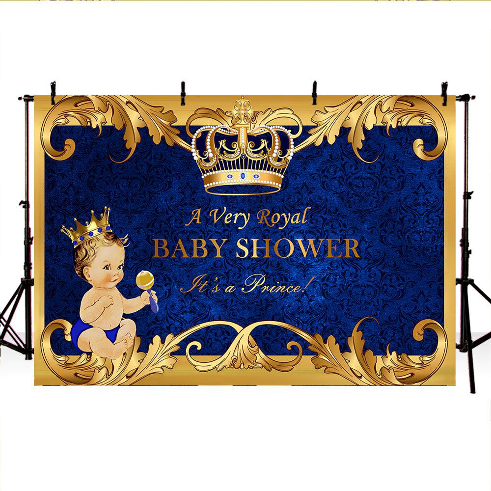 Mocsicka It's a Prince Baby Shower Backdrop Royal Prince Newborn Background