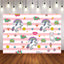 Mocsicka Unicorn Theme Happy Birthday Backdrop Stickers Pink Stripes Photo Background-Mocsicka Party