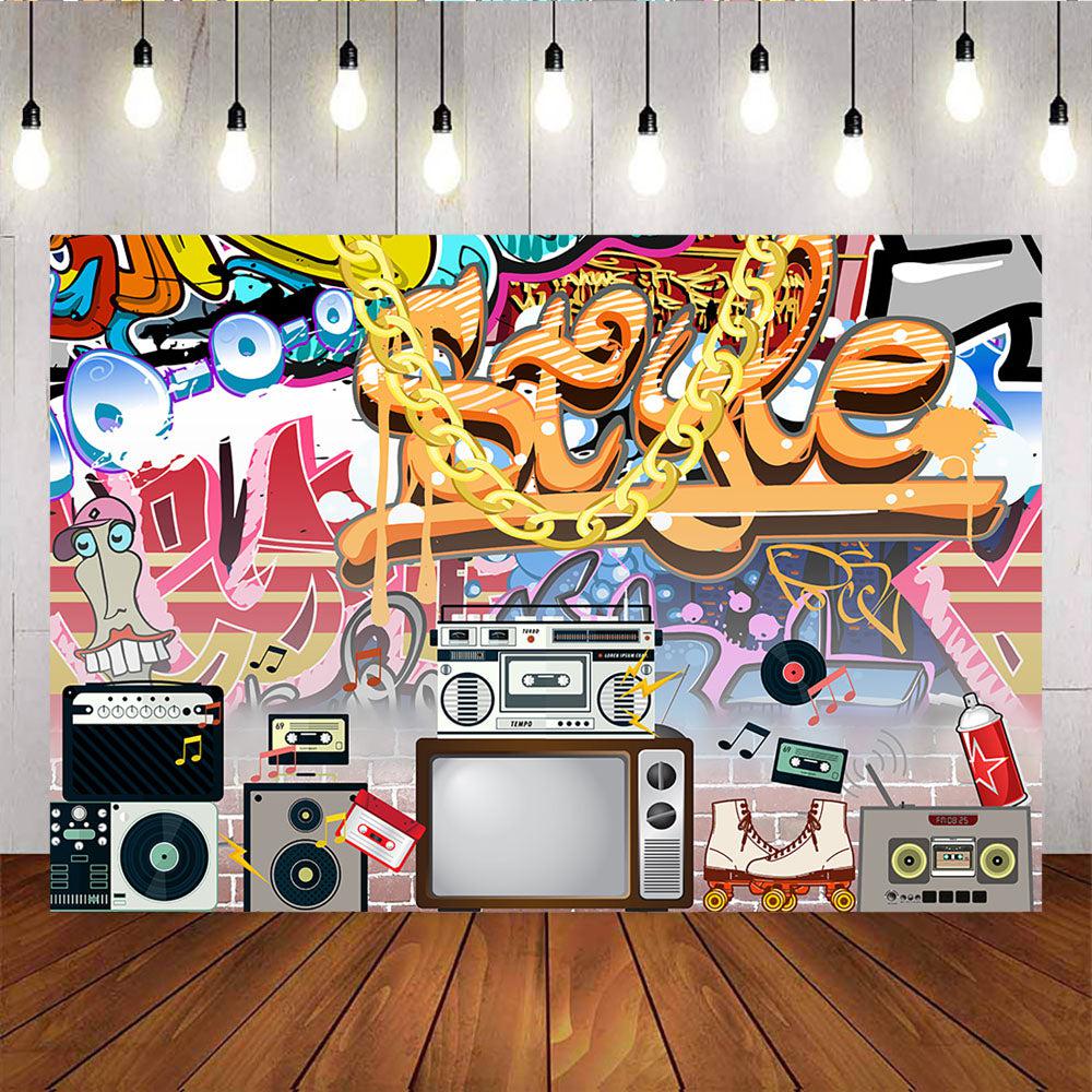 Mocsicka 80s and 90s Theme Party Backdrops Retro Radio and TV Photo Background-Mocsicka Party