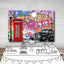Mocsicka 80s Retro Car and Phone Booth Backdrop Graffiti Photo Background