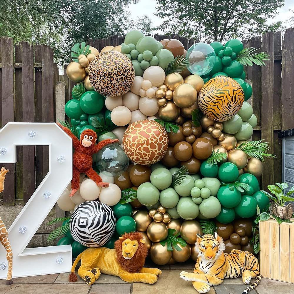 Mocsicka Balloon Arch jungle tiger green Set Party Decoration