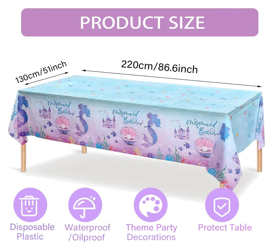 Mocsicka Shell Mermaid Theme Print Tablecloths 130¡Á220cm-Mocsicka Party